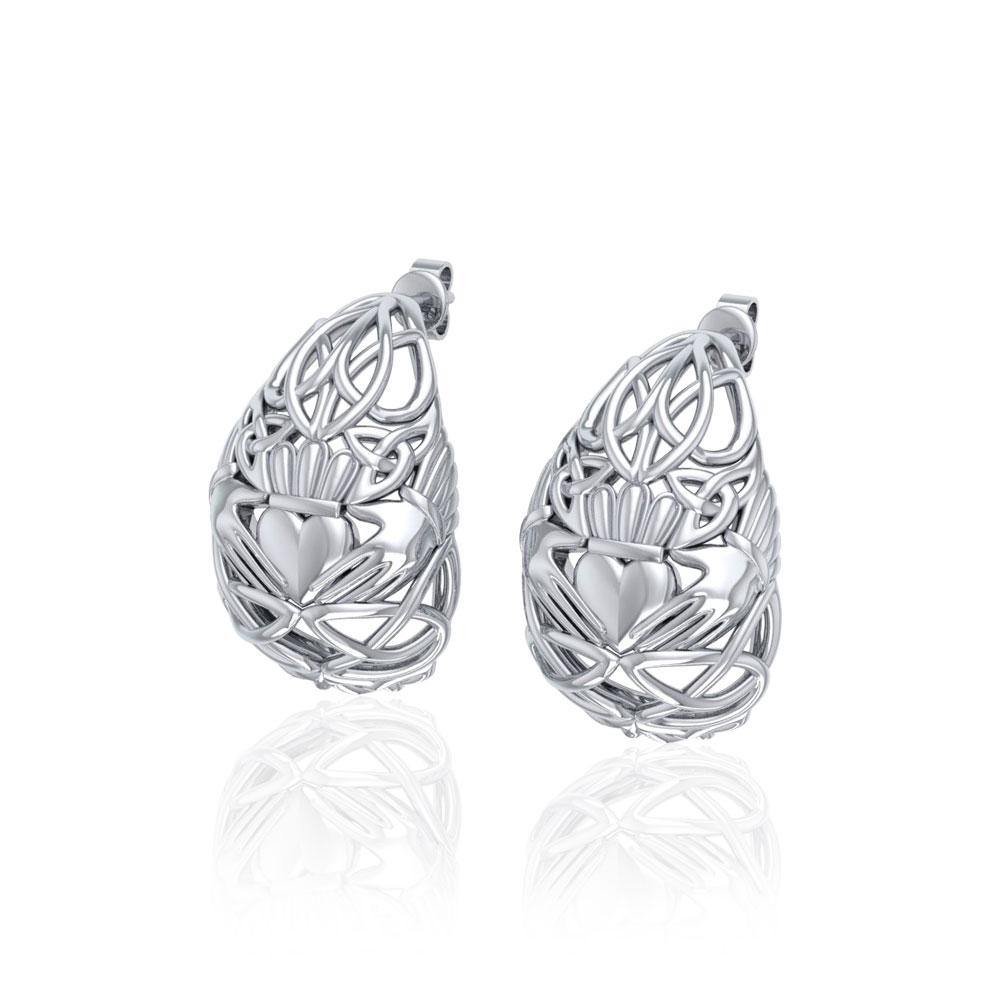 Celtic Claddagh  Silver  Post Earrings TER1673 - Jewelry
