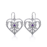 Celtic Triple Goddess Love Peace Sterling Silver Earrings with Gemstone TER1702 - Jewelry