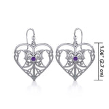 Celtic Triple Goddess Love Peace Sterling Silver Earrings with Gemstone TER1702 - Jewelry