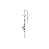A breath of life ~ Sterling Silver Triple Goddess Ankh Hook Earrings with Gemstone TER1708 - Jewelry