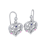 Be like yourself ~ Sterling Silver Like Icon Heart Earrings with Gemstones TER1709 - Jewelry