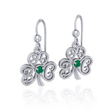 ABC Monogramming Shamrock Clover Silver Gemstone Earrings TER1720 - Jewelry