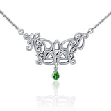 Happy Birthday Trinity Knot Monogramming Silver Necklace with Gem TNC458 - Jewelry