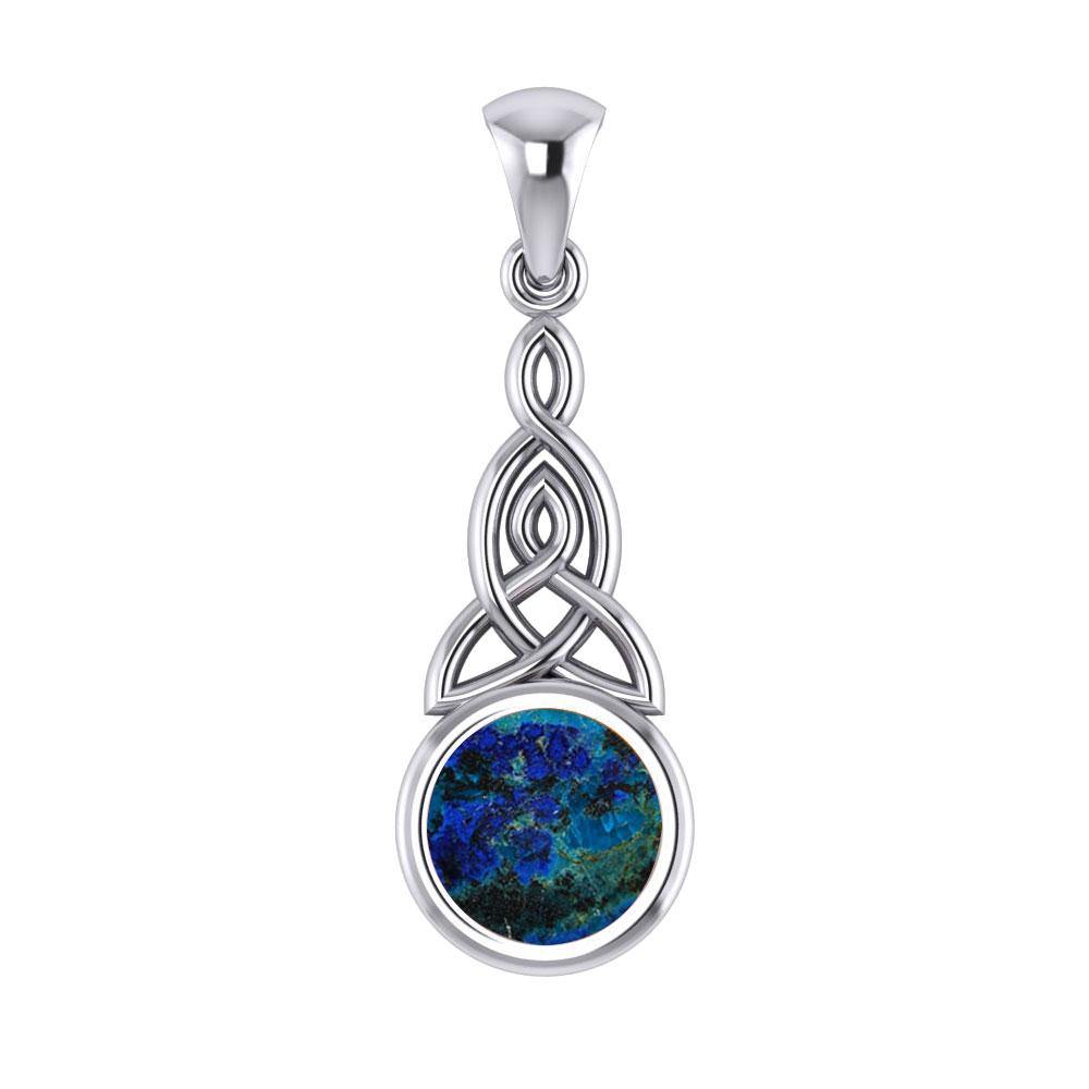 Triquetra Silver Pendant with Gem TP2937 - Jewelry