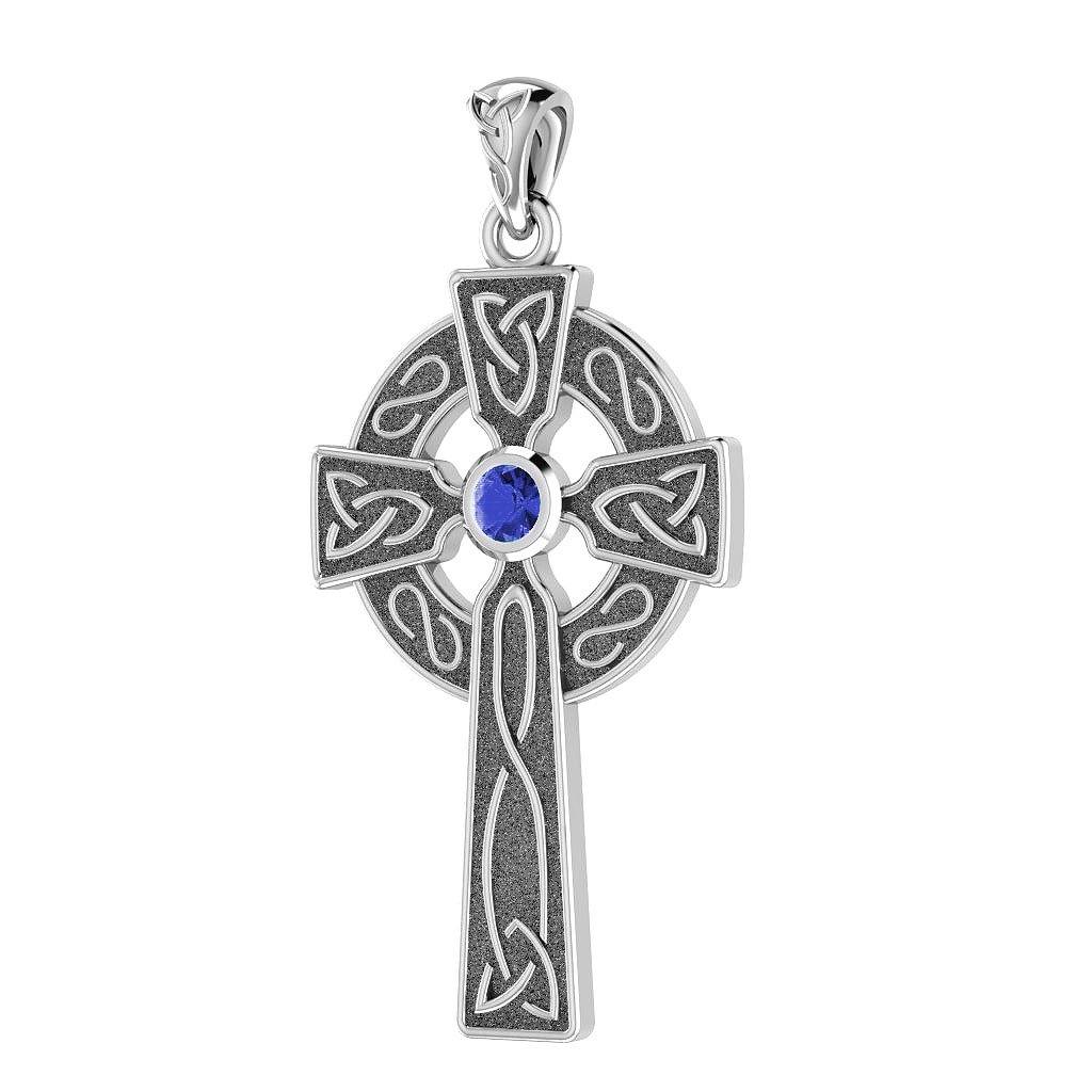 Believe in thy Holy Cross ~ Sterling Silver Jewelry Pendant with a shimmering Gemstone TP3252 - Jewelry