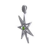 Elven Star and Oak Leaf Sterling Silver Pendant with Gemstone TPD2104 - Jewelry