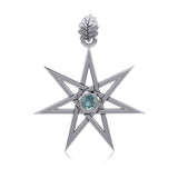 Elven Star and Oak Leaf Sterling Silver Pendant with Gemstone TPD2104 - Jewelry