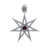 Elven Star and Oak Leaf Sterling Silver Pendant with Gemstone TPD2104 - Jewelry