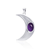 Glow in the Light of the Beautiful Crescent Moon ~ Sterling Silver Jewelry Pendant with Gemstone TPD4059 - Jewelry