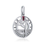 Yoga Standing Bow Pulling Pose Sterling Silver Pendant with Gemstone TPD5025 - Jewelry