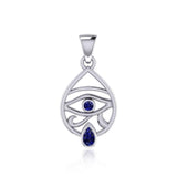 Eye of Horus Silver Pendant with Gemstone TPD5052 - Jewelry