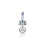 Lotus Recovery Chakra Silver Pendant with Gemstones TPD5094 - Jewelry