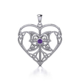 Celtic Triple Goddess Love Peace Sterling Silver Pendant with Gemstone TPD5105