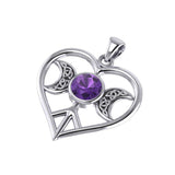 Triple Goddess Love Peace Sterling Silver Pendant with Gemstone TPD5106 - Jewelry