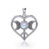Triple Goddess Love Peace Sterling Silver Pendant with Gemstone TPD5106 - Jewelry
