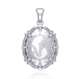 Mermaid Sterling Silver Pendant with Natural Clear Quartz TPD5127