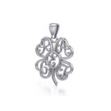 GREAT Monogramming Four Leaf Shamrock Clover Silver Pendant TPD5161