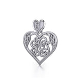 I LOVE YOU Monogramming Celtic Heart Silver Pendant TPD5195