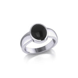 Modern Round Shape Inlaid Silver Ring TR3832 - Jewelry