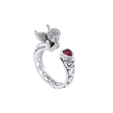 Sterling Silver Celtic Cupid Ring with Gemstone TRI1635