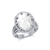 Dragon Sterling Silver Ring with Natural Clear Quartz TRI1724