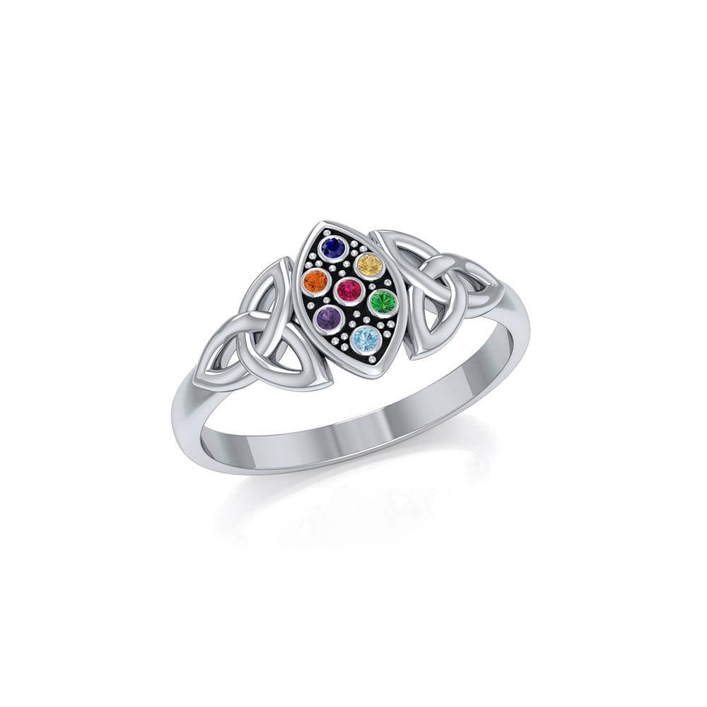Celtic Trinity Knot Silver Ring with Chakra Gemstone TRI1733 - Jewelry