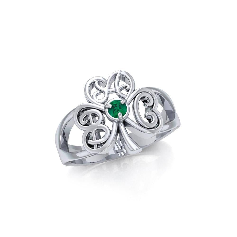 ABC Monogramming Shamrock Clover Silver Gemstone Earrings TRI1750 - Jewelry