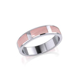 Modern Rectangle Band Inlaid Silver Ring TRI367 - Jewelry