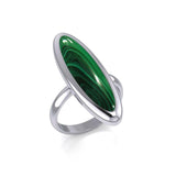 Modern Long Oval Inlaid Silver Ring TRI513 - Jewelry